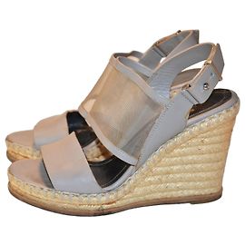 Balenciaga Espadrillas con Zeppa in Pelle Grigia Grigio