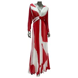 Autre Marque Carlos Miele 2012 Seiden-Maxikleid mit Colorblock-Design und Plissee Größe 36 Gebraucht Andere