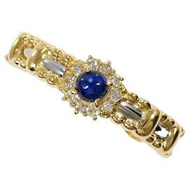 Autre Marque 18K Gelbgold- und Platinring mit Saphir und Diamant Golden Andere