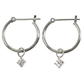 Autre Marque Platinum Hoop Earrings with Diamonds Other
