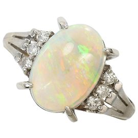 Autre Marque Platin 900 Ring mit Opal und Diamant Andere