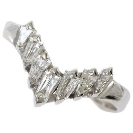 Autre Marque Platinum 900 Band Ring with Diamond Other