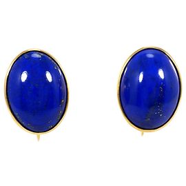 Autre Marque Orecchini a clip in oro giallo 18K con lapislazzuli D'oro