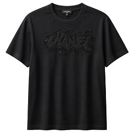 Chanel 2020 Spring Black Cotton Embroidered Cut-Out T-Shirt Black
