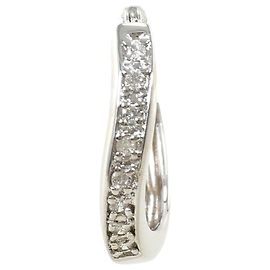 Autre Marque Single 18K White Gold Hoop Earring with Diamond Golden