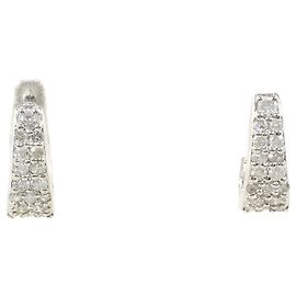 Autre Marque Boucles d'oreilles créoles en or blanc 14K avec diamants Doré