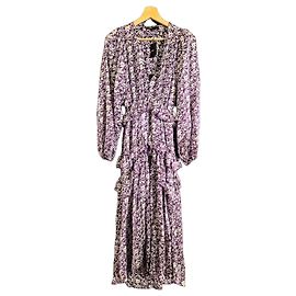 Maje Robe Longue Majorelle à Volants - Violet Multicolore Violet