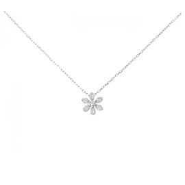 Autre Marque Collier Fleur en Diamants Au750 Argenté
