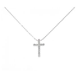 Autre Marque Collana Croce Diamante Au750 Argento
