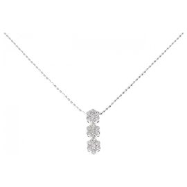 Autre Marque Au750 Weißgold Blumen-Diamant-Halskette Silber