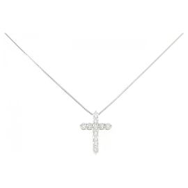 Autre Marque Pt900 Pt850 Diamond Necklace Silvery