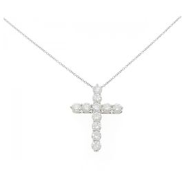 Tiffany & Co Colar Tiffany Large Cross em platina Prata