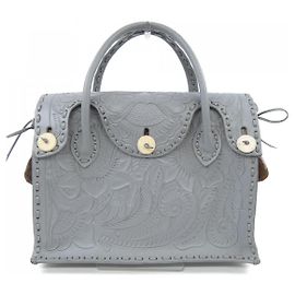 Autre Marque Sac à main en cuir sculpté Carving Tribes Marron