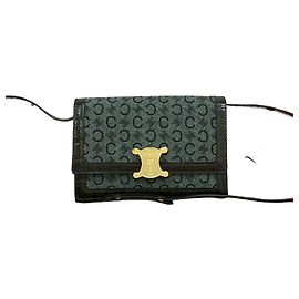 Céline Bolsa de ombro de lã e couro Celine Marrom Cinza