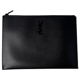 YSL Monogramm Clutch-Tasche Yves Saint Laurent Schwarz