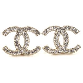 Orecchini Chanel Gold Stud con strass D'oro