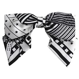 Hermès Barrette in seta HERMES Grenelle PM Accessorio per capelli Nero Bianco