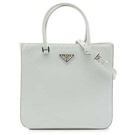 Sac à main Prada en cuir Spazzolato blanc, taille Medium Blanc