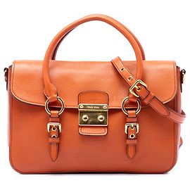 Miu Miu Bolsa Satchel Madras em pele de cabra laranja Laranja