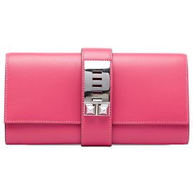 Pochette Medor 23 en cuir Tadelakt rose Hermès Rose