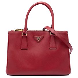 Bolsa Prada Red Medium Saffiano Lux Galleria Double Zip Vermelho