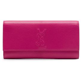 Clutch Belle De Jour em couro de bezerro texturizado rosa da Saint Laurent Rosa Outro