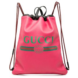 Mochila Gucci de couro rosa com logotipo e cordão Rosa Outro