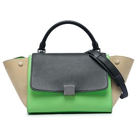 Céline Sac Trapeze Celine Green Small Tricolor Leather Vert Vert clair