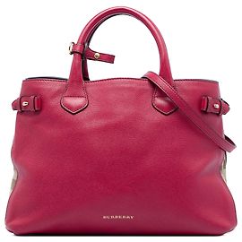 Borsa a tracolla Burberry Red in pelle e tela House Check, misura Medium Rosso