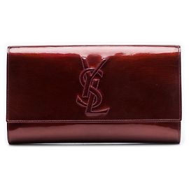 Saint Laurent Red Large Patent Belle De Jour Clutch Red Dark red