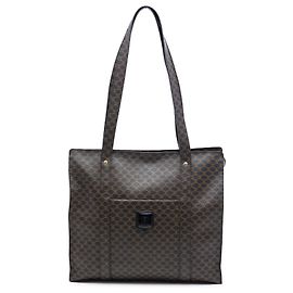 Céline Celine Brown Macadam Coated Canvas Tote Brown Dark brown