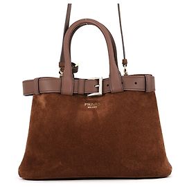Bolsa de camurça média Prada Marrom