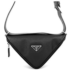 Borsa a tracolla Prada Triangle in pelle Saffiano nera Nero