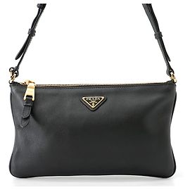 Bolsa de ombro em couro Prada Triangle Preto