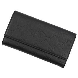 Gucci GG Emblem Continental Leather Wallet Black