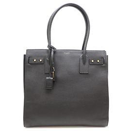 Borsa Tote Sac de Jour da uomo in pelle nera Saint Laurent Nero