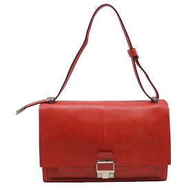Sac Partition Lanvin en cuir de serpent rouge Rouge