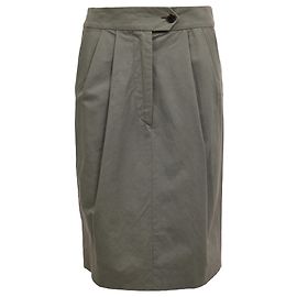 Falda plisada a la rodilla en algodón verde Dries Van Noten Verde Caqui