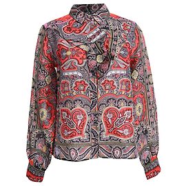 Camicetta con volant Etro con stampa paisley in seta multicolore Multicolore