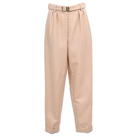 Pantalon large plissé en laine beige Yves Saint Laurent Autre Imprimé python