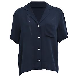 Mansur Gavriel Bluse aus Seide in Navy Blue Blau Marineblau