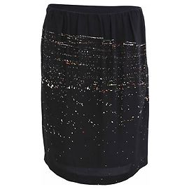 Mini saia estampada Dries Van Noten em seda preta Preto