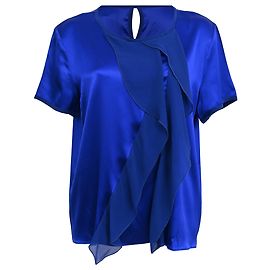 Etro Rüschenbluse aus blauer Seide Blau