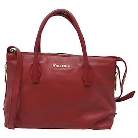 Sac à main Madras Miu Miu en cuir de chèvre rouge Rouge