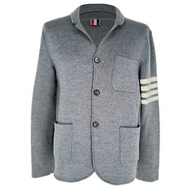 Thom Browne 4-Bar Stripe Blazer in Grey Wool Grey