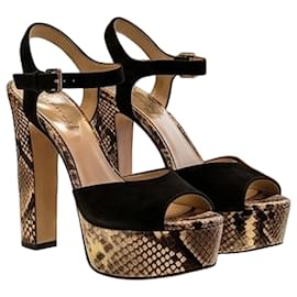Michael Kors Python Print Platform High Heel Sandals Black Python print
