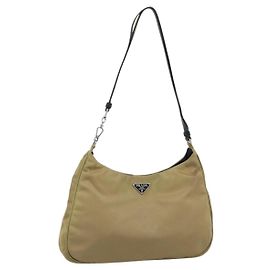 Sac à main en nylon PRADA Beige Argent Auth ar14070 Argenté Beige
