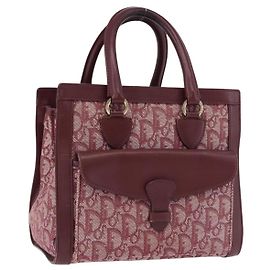 Sac à main Christian Dior Trotter Canvas Rouge Or Auth 191301V Rouge Doré