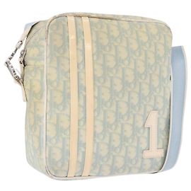 Borsa a Spalla Christian Dior Trotter Canvas PVC Azzurro Argento Auth BA14424 Argento Blu chiaro