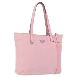 Borsa Tote PRADA Nylon 2way Rosa Argento Auth 192294 Argento Rosa